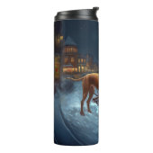 Vizsla Weihnachtsfeiertag Thermosbecher (Nach links gedreht)