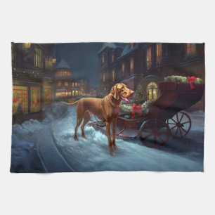 Vizsla Weihnachtsfestzeit Geschirrtuch
