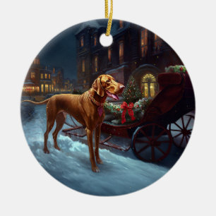 Vizsla Weihnachtsfestzeit Keramik Ornament