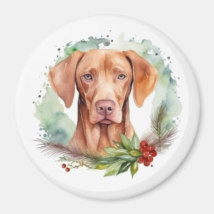 Vizsla-Weihnachtskranz Festlicher Hund Magnet