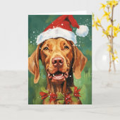 Vizsla Weihnachtsmalerei Karte (Gelbe Blume)