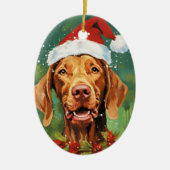 Vizsla Weihnachtsmalerei Keramik Ornament (Vorne)