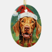Vizsla Weihnachtsmalerei Keramik Ornament (Hinten)
