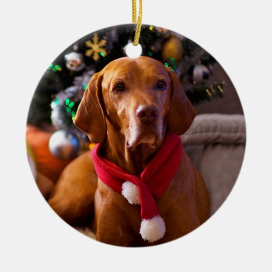 Vizsla Weihnachtsverzierung (Henry) Keramik Ornament (Vorne)