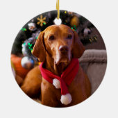 Vizsla Weihnachtsverzierung (Henry) Keramik Ornament (Hinten)