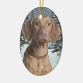Vizsla Weihnachtsverzierung Keramik Ornament (Links)
