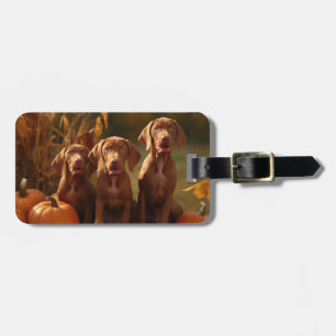Vizsla Welpe Herbstfreude Kürbis Gepäckanhänger