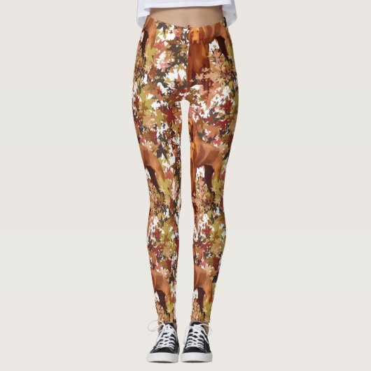 Vizslas und Herbstleaves Leggings (Vorderseite)