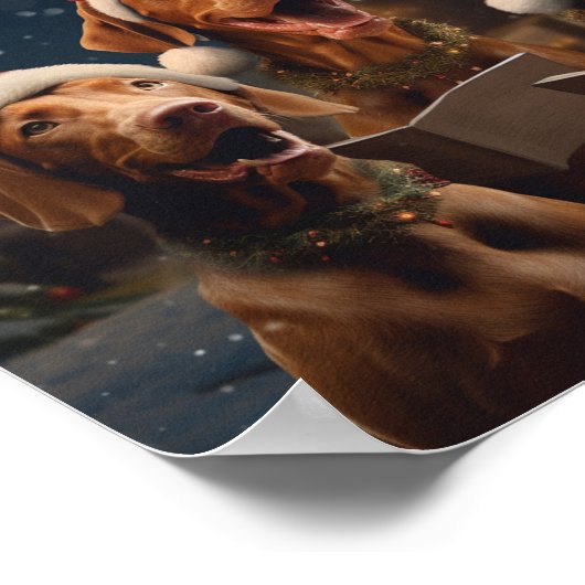 Vizslas Weihnachtsfeiertag Poster (Ecke)