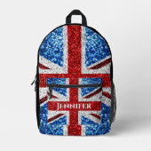 VK-Flaggen - Schwarz-Glitzern-Individuelle Name Bedruckter Rucksack (Vorderseite)