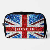 VK-Flaggen - Schwarz-Glitzern-Individuelle Name Waschbeutel (Vorderseite)