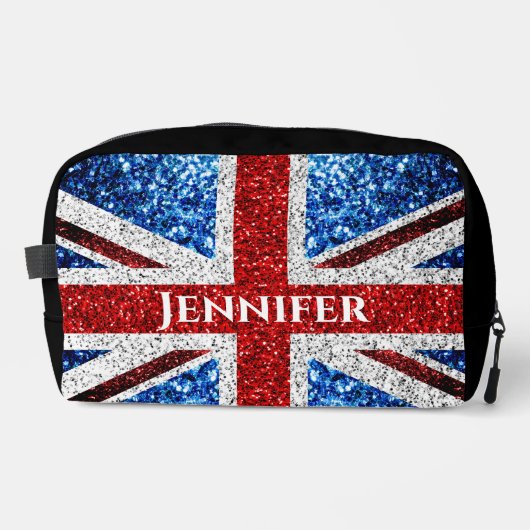 VK-Flaggen - Schwarz-Glitzern-Individuelle Name Waschbeutel (Vorderseite)