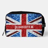 VK-Flaggen - Schwarz-Glitzern-Individuelle Name Waschbeutel (Rückseite)