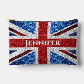 VK-Flaggen - Schwarz-Glitzern-Individuelle Name Zubehörtasche (Vorderseite)