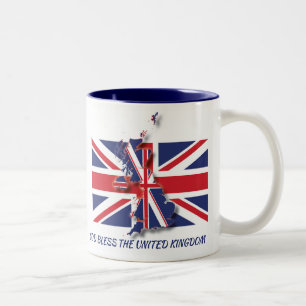 VK UNION JACK FLAG Scripting Custom Text Patriotic Zweifarbige Tasse