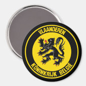 Vlaanderen Round Emblem Magnet (Vorderseite/Rückseite)
