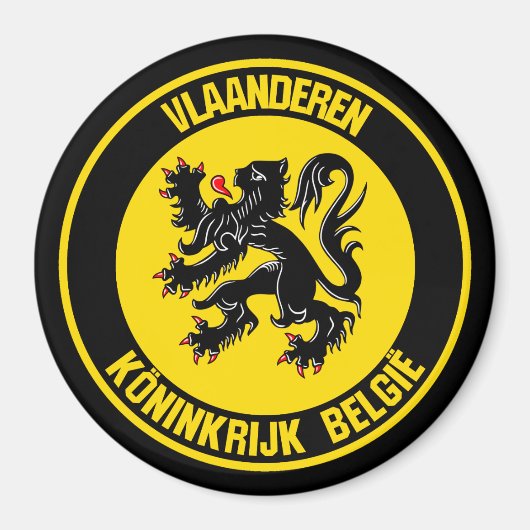 Vlaanderen Round Emblem Magnet (Vorne)