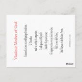 Vladimir Mutter Gottes Gebetskarte Postkarte (Rückseite)