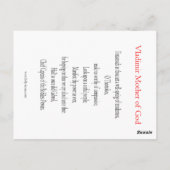 Vladimir Mutter Gottes Gebetskarte Postkarte (Rückseite)