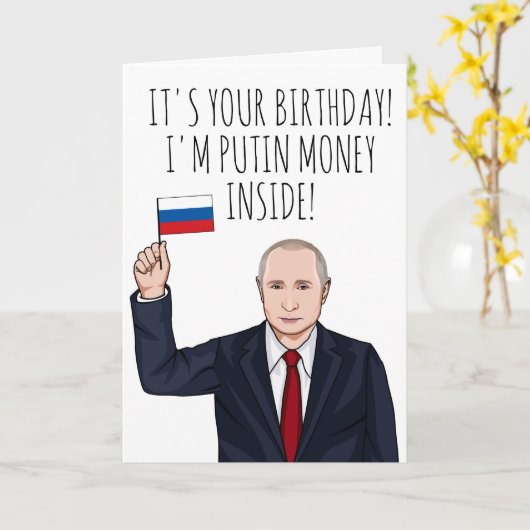 VLADIMIR PUTIN: Ihr Geburtstag Karte (Gelbe Blume)