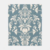 Vliesdecke aus blau-weißem Damast Fleecedecke (Vorderseite)