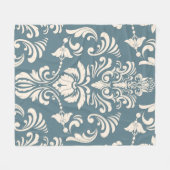 Vliesdecke aus blau-weißem Damast Fleecedecke (Vorderseite (Horizontal))