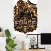 VLLC Forge Your Own Road Motorcycle Biker Skeleton Poster (Heimbüro)