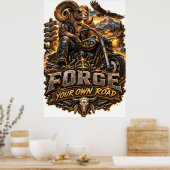VLLC Forge Your Own Road Motorcycle Biker Skeleton Poster (Küche)