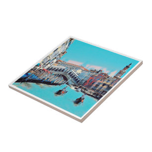 VNT006 VENICE, RIALTO, Gondeln, Italien, Fliese