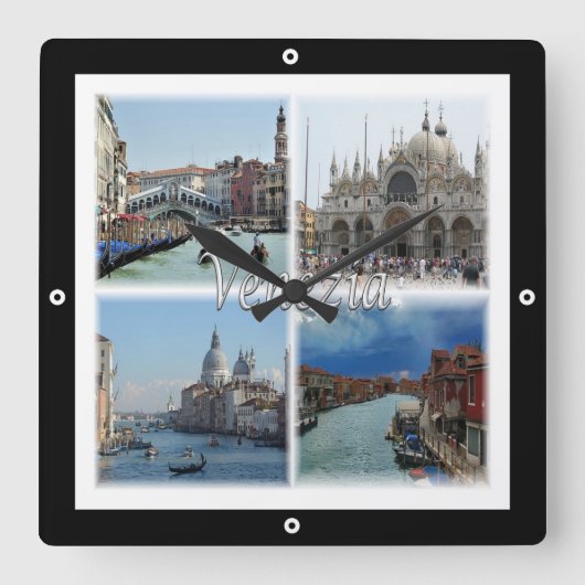 VNT024 VENICE, Mosaik, Venetien, Italien, Quadratische Wanduhr (Vorderseite)
