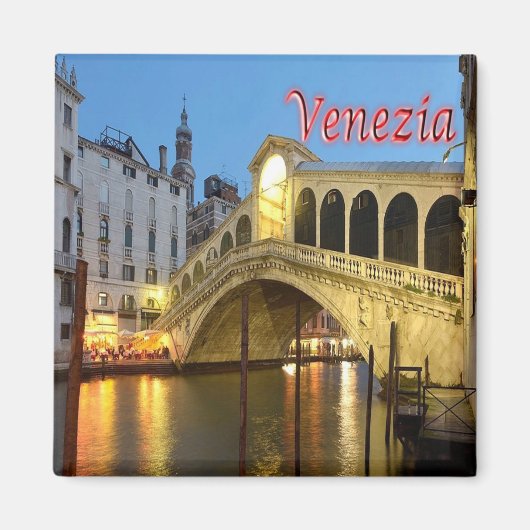 VNT028 VENICE, Rialto Bridge, Italien, Kühlschrank Magnet (Vorne)