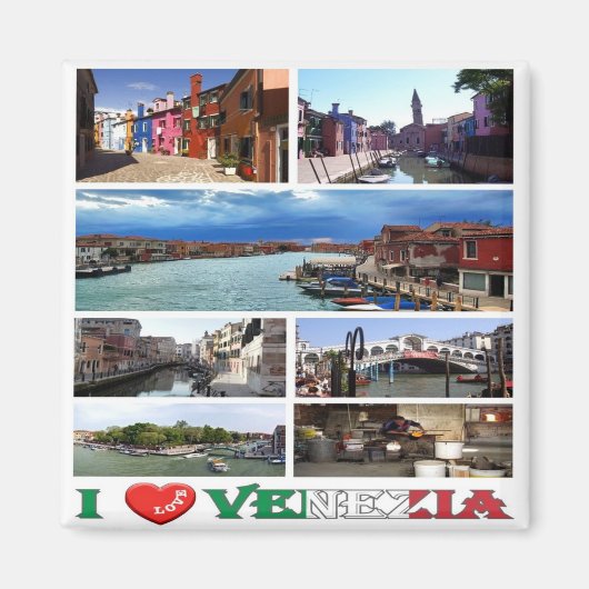 VNT030 VENICE I Liebe, Mosaik, Italien, Kühlschran Magnet (Vorne)