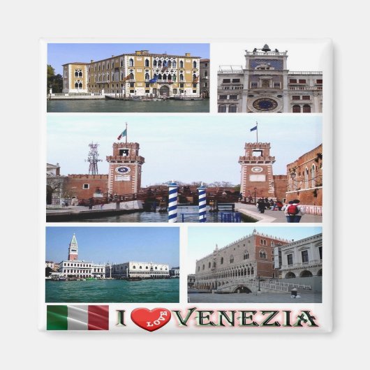 VNT032 VENICE I Liebe, Mosaik, Italien, Kühlschran Magnet (Vorne)