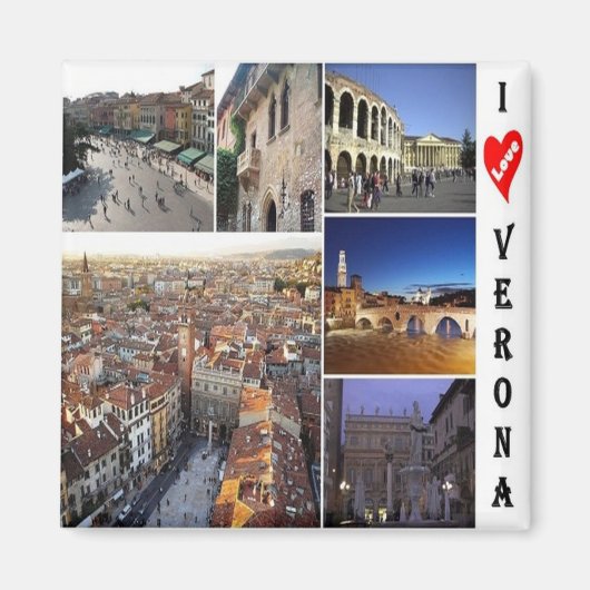 VNT089 VERONA I Liebe, Mosaik, Italien, Kühlschran Magnet (Vorne)