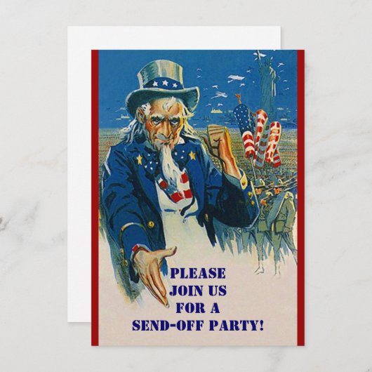 Vntg Onkel Sam Military sendet Party Einladungen a (Vorne/Hinten)
