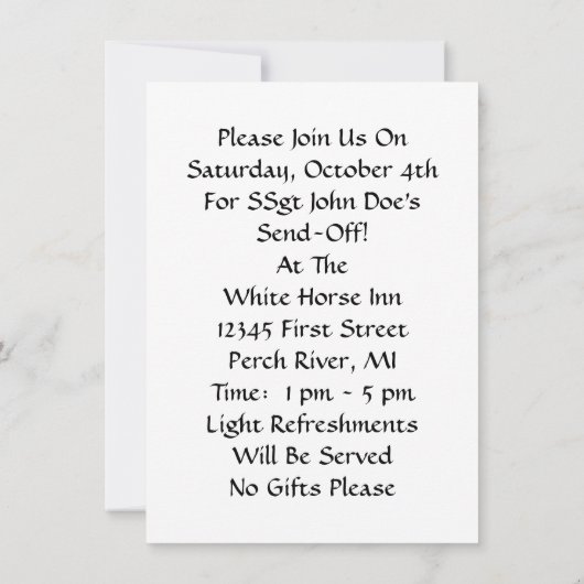 Vntg Onkel Sam Military sendet Party Einladungen a (Rückseite)