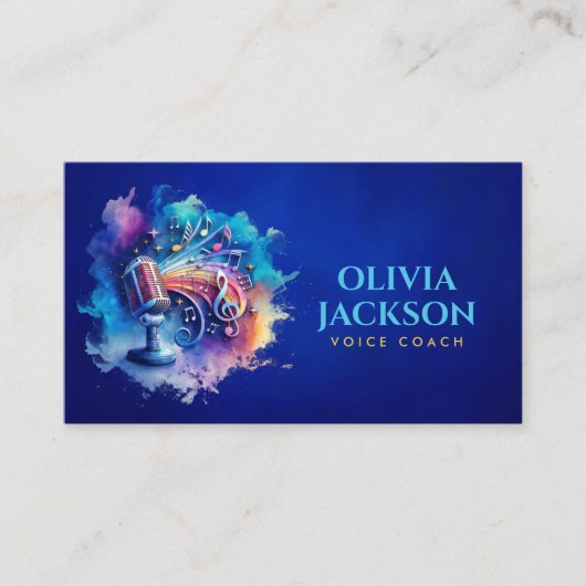 Vocal Coach - Farbenfrohe Wasserfarbe Visitenkarte (Vorderseite)