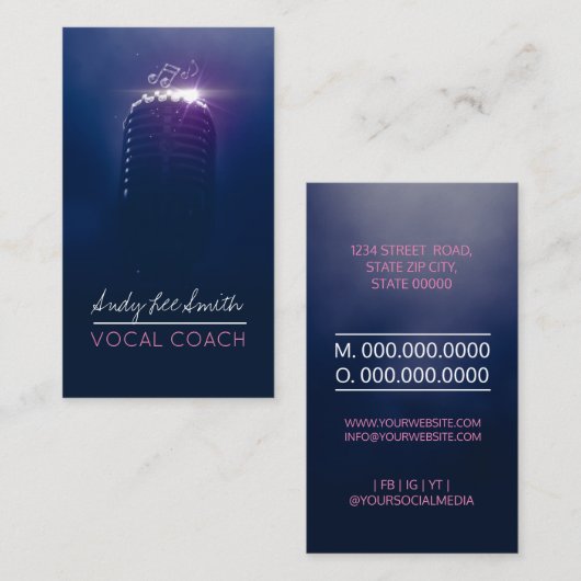 Vocal Coach Singer Visitenkarte (Vorne/Hinten)