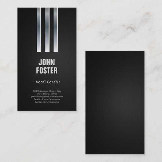 Vocal Coach - Steel Metal Look Visitenkarte (Vorne/Hinten)