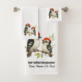 Vocal Red-Blies Woodpecker Badhandtuch Set