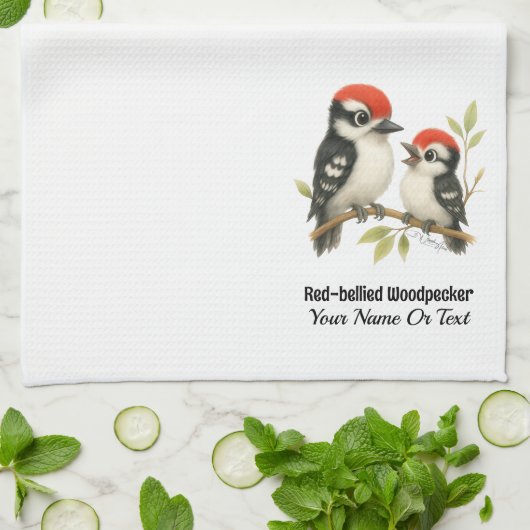 Vocal Red-Blies Woodpecker Geschirrtuch (Gefaltet)