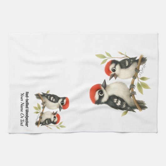 Vocal Red-Blies Woodpecker Geschirrtuch (Horizontal)