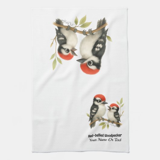 Vocal Red-Blies Woodpecker Geschirrtuch (Vertikal)