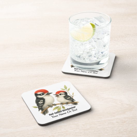 Vocal Red-Blies Woodpecker Getränkeuntersetzer (Rechte Seite)