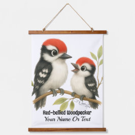 Vocal Red-Blies Woodpecker Wandteppich Mit Holzrahmen