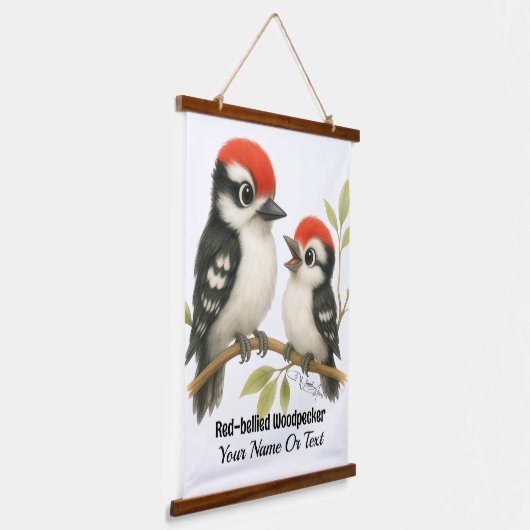 Vocal Red-Blies Woodpecker Wandteppich Mit Holzrahmen (Gewinkelt)