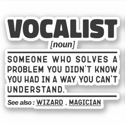 Vocalist Noun Definition Voice Performer Funny Aufkleber (Vorderseite)