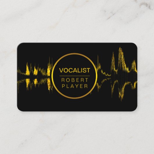 Vocalist Singer DJ Music Teacher Mikrofon Gold Visitenkarte (Vorderseite)