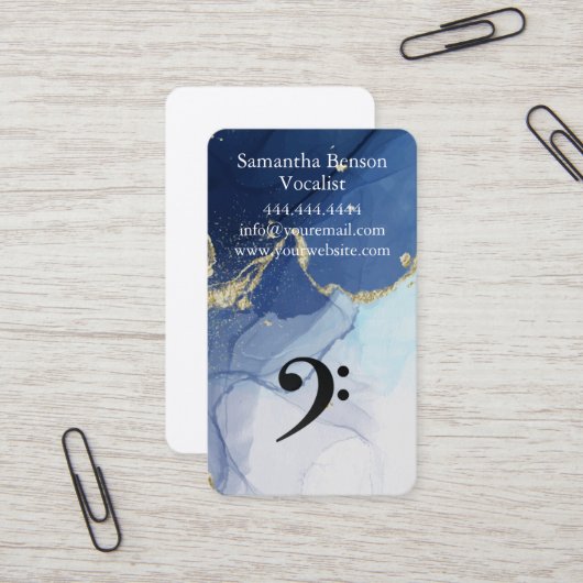Vocalist Singer Musical Clef Logo Schwarz-weiß Visitenkarte (Vorderseite/Rückseite Beispiel)