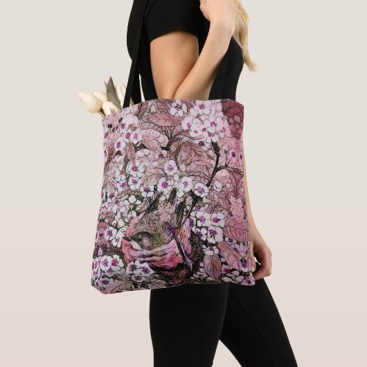 VOD NEST UNTER PINK WHITE SPRING BLUMEN Floral Tasche (Von Nahem)